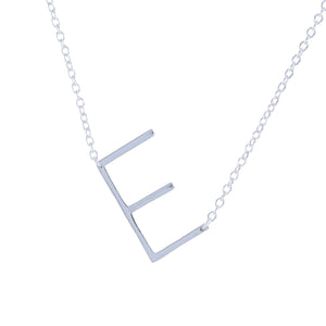 letter e silver necklace