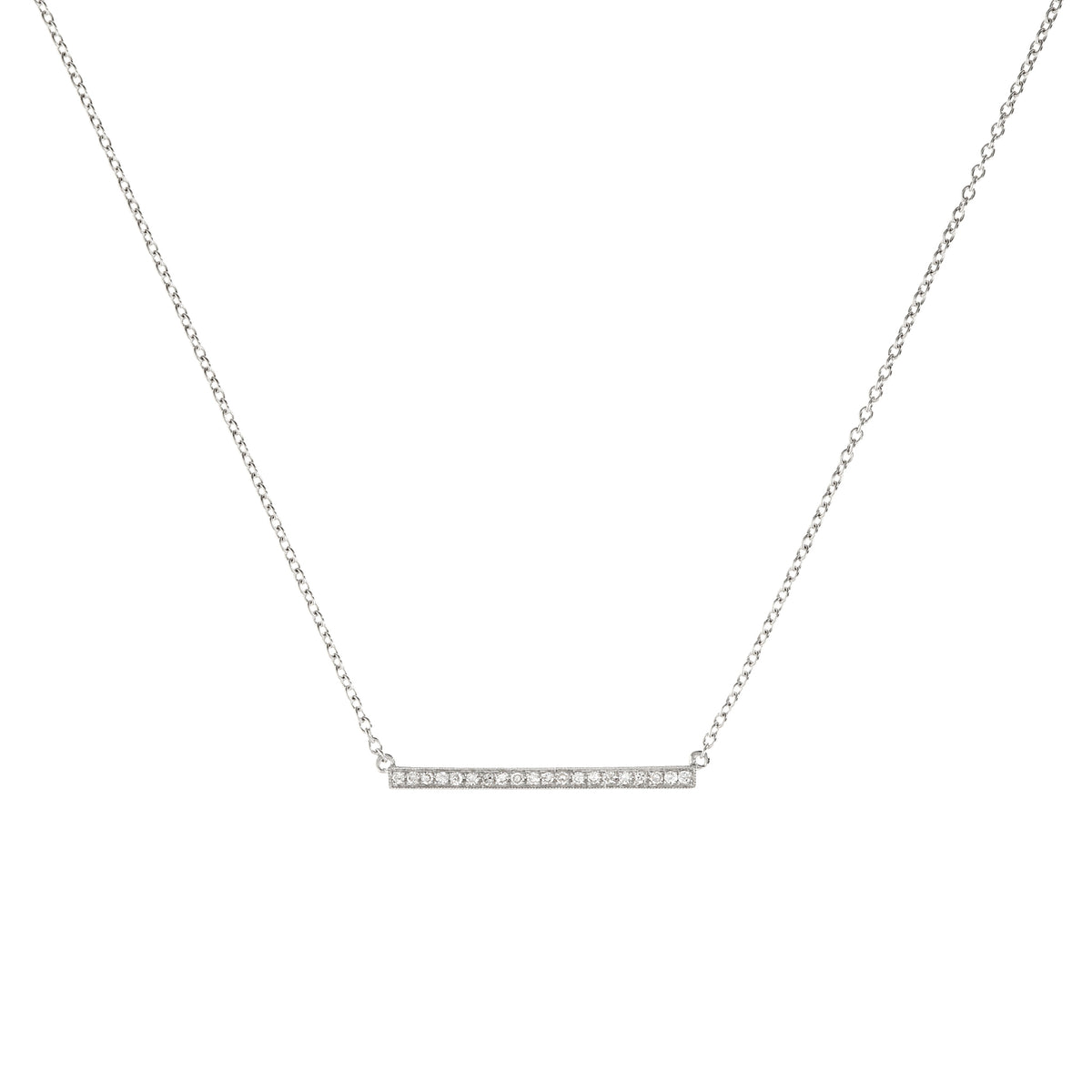 Minimal Diamond Bar Necklace in White Gold – Alexandra Marks Jewelry