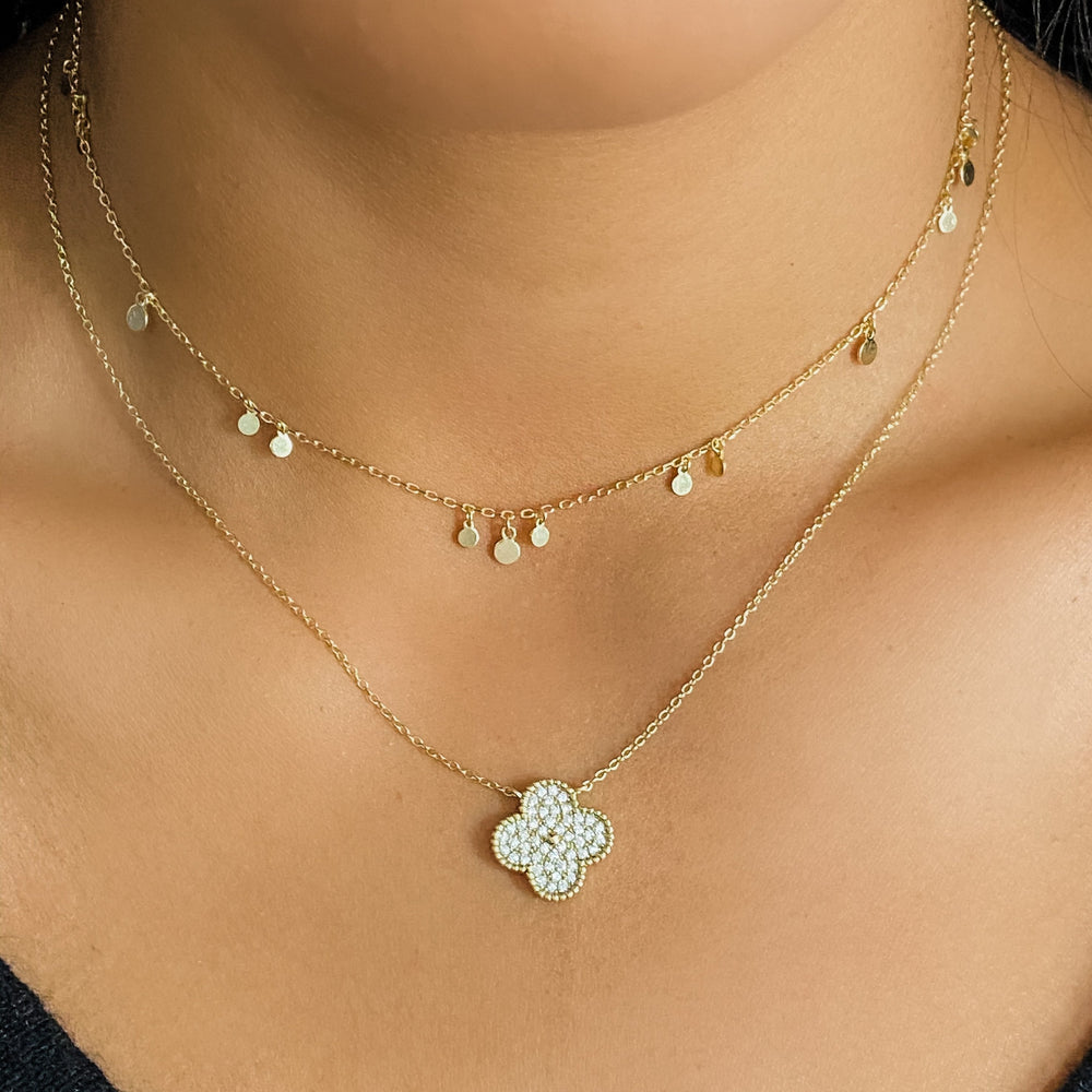 White Pearl Clover Necklace - Gold, Silver or Rose Gold - Designer Silver