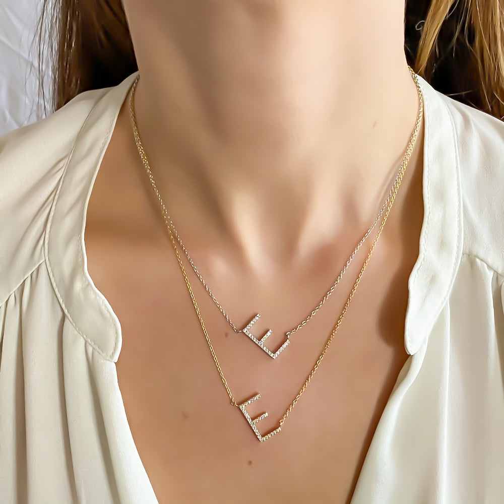 Sideways Letter H Initial Necklace – Alexandra Marks Jewelry