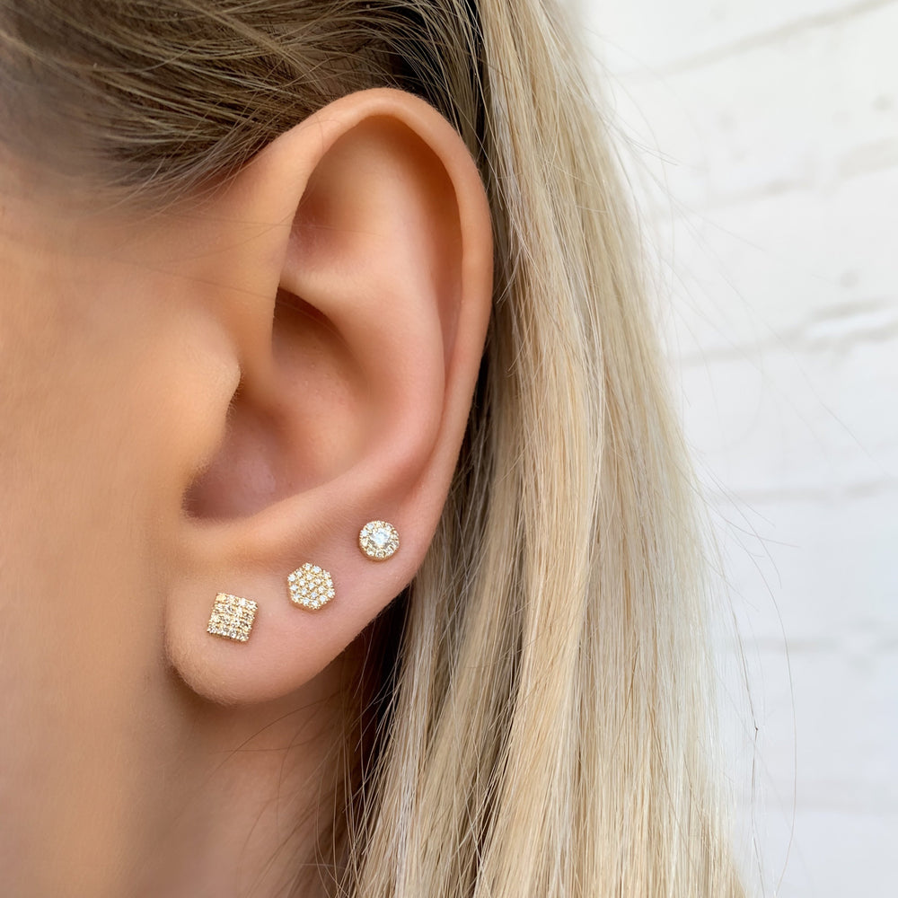 Dainty Square Diamond Stud Earrings in 14kt Yellow Gold – Alexandra Marks  Jewelry