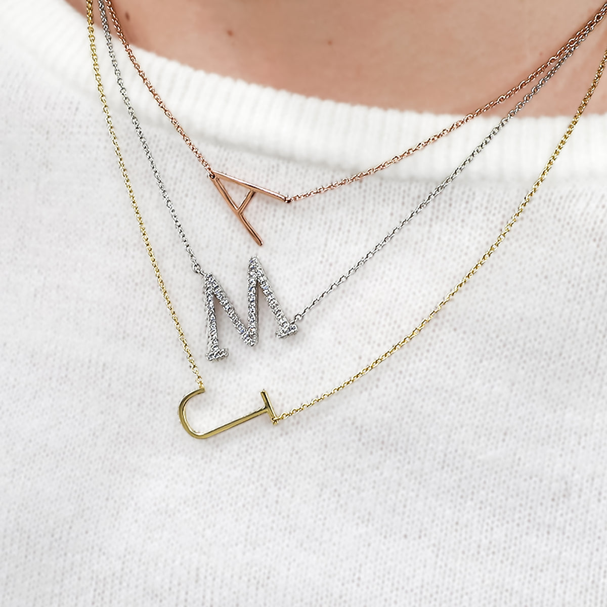 Cubic Zirconia Letter L Sideways Initial Necklace – Alexandra Marks Jewelry