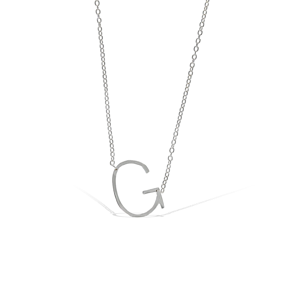 Letter V Modern Initial Necklace- Gold & Silver