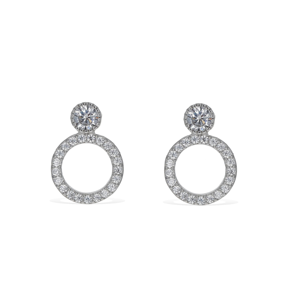 Double Interlocking Circle Stud Earrings