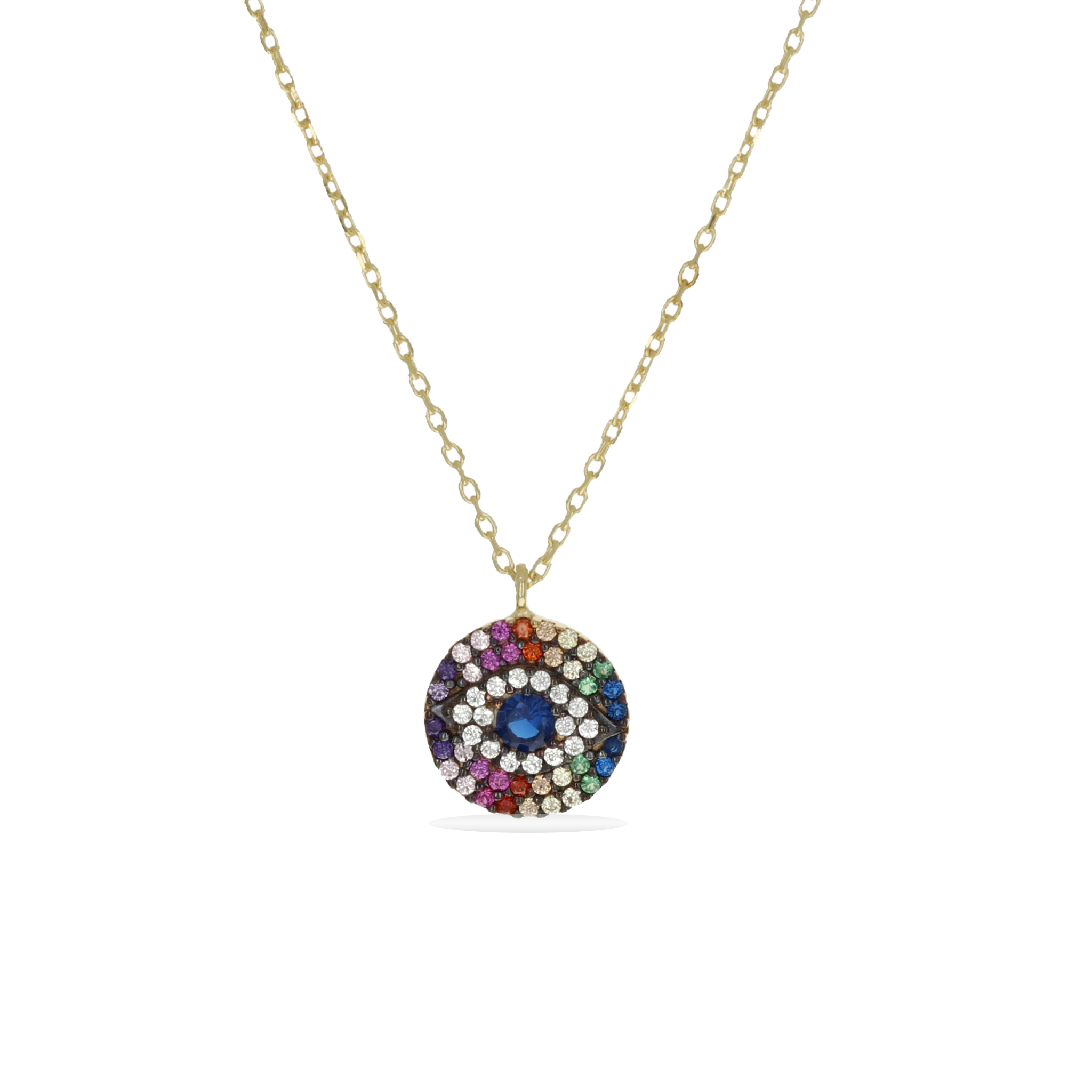 Rainbow Evil Eye Charm Necklace