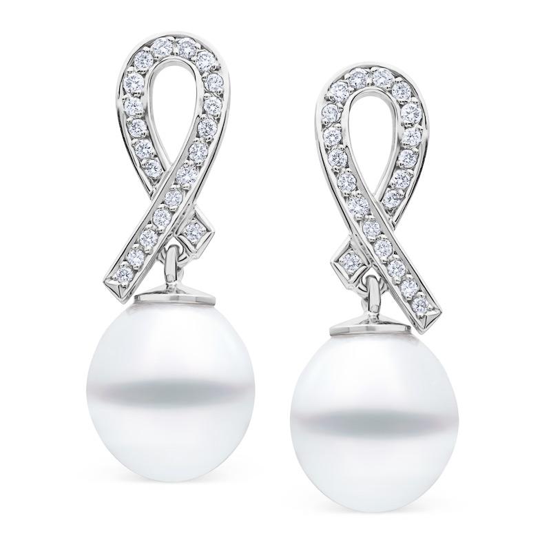 South Sea Pearl \u0026 Diamond Drop Earrings 