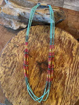 Turquoise Sunset Beaded Necklace