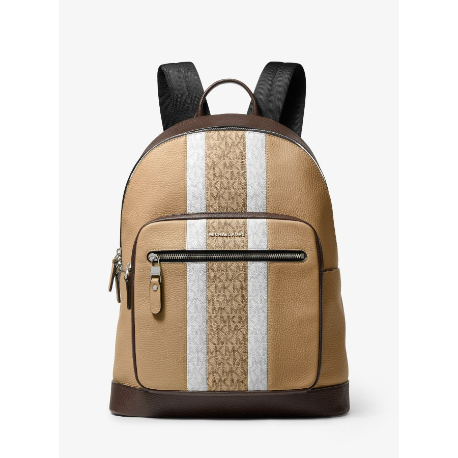 NEW Michael Kors Brown Hudson Pebbled Striped Coated Canvas Backpack R –  Fin and Mo