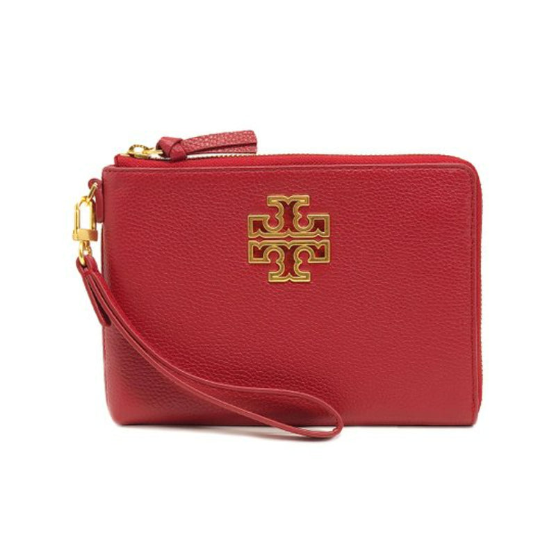 NEW Tory Burch Red Redstone Britten Large Zip Leather Pouch Clutch Bag –  Fin and Mo