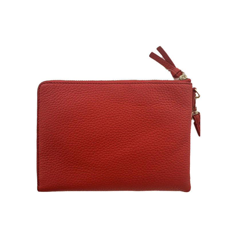 NEW Tory Burch Brilliant Red Thea Large Zip Leather Pouch Clutch Bag – Fin  and Mo
