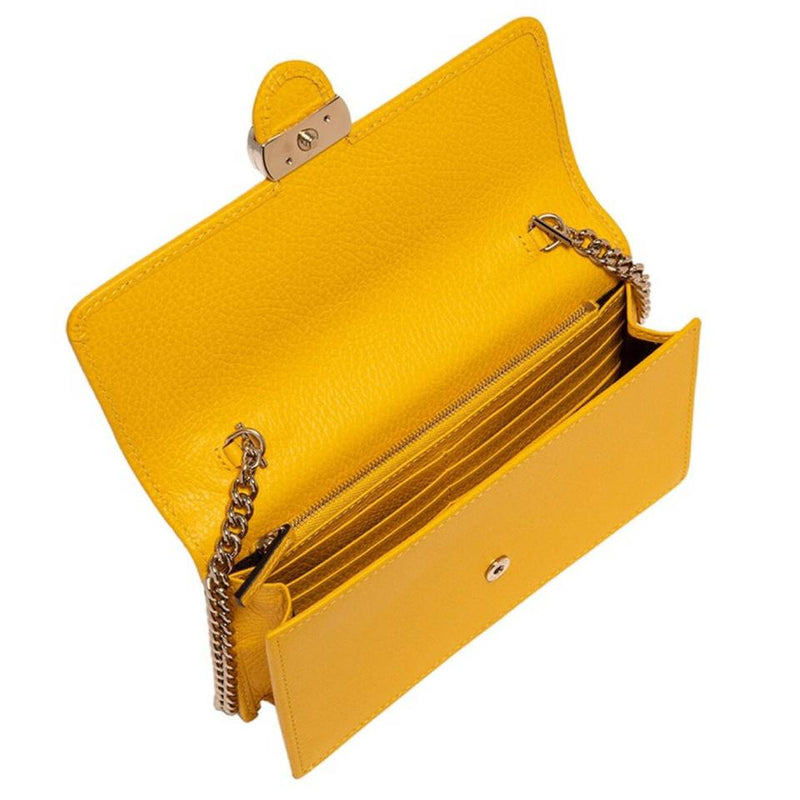 NEW Gucci Yellow Interlocking G Clutch Wallet on Chain Crossbody Shoulder Bag