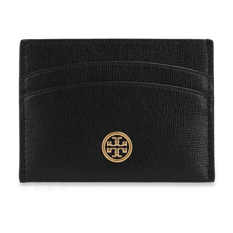 NEW Tory Burch Black Robinson Grained Leather Card Case Wallet – Fin and Mo