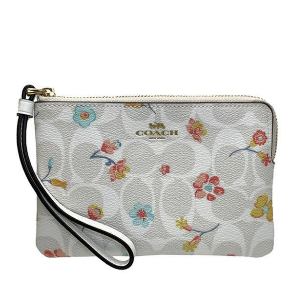 NEW Coach White Large Corner Zip Dreamy Land Floral Canvas Wristlet Clutch  Bag For Sale at 1stDibs