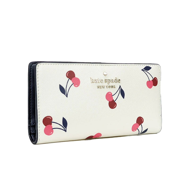 NEW Kate Spade Cream Dancing Cherry Large Slim Bifold Wallet – Fin and Mo