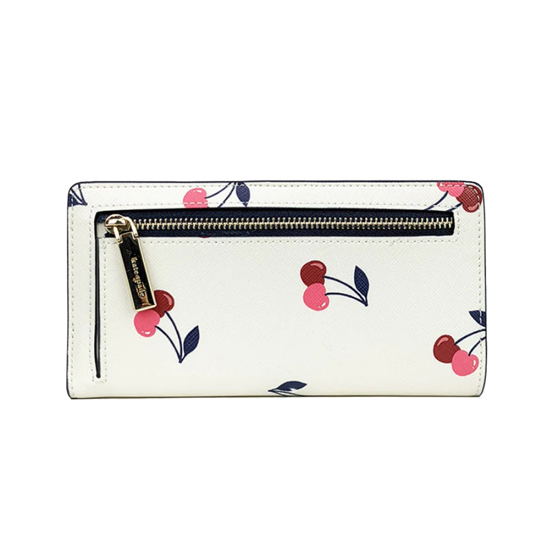 NEW Kate Spade Cream Dancing Cherry Large Slim Bifold Wallet – Fin and Mo