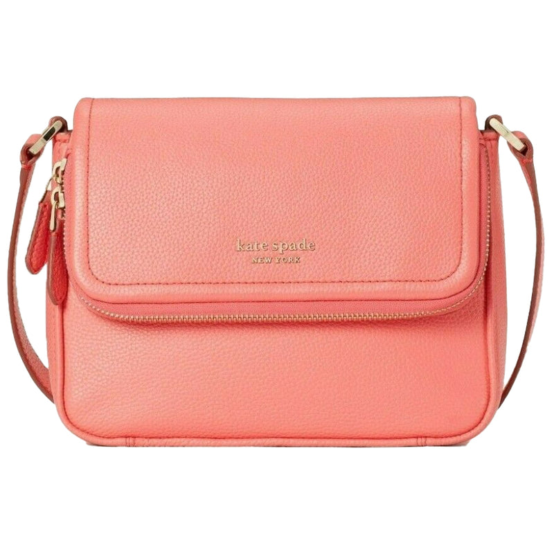 NEW Kate Spade Pink Peach Melba Run Around Large Flap Leather Crossbod –  Fin and Mo