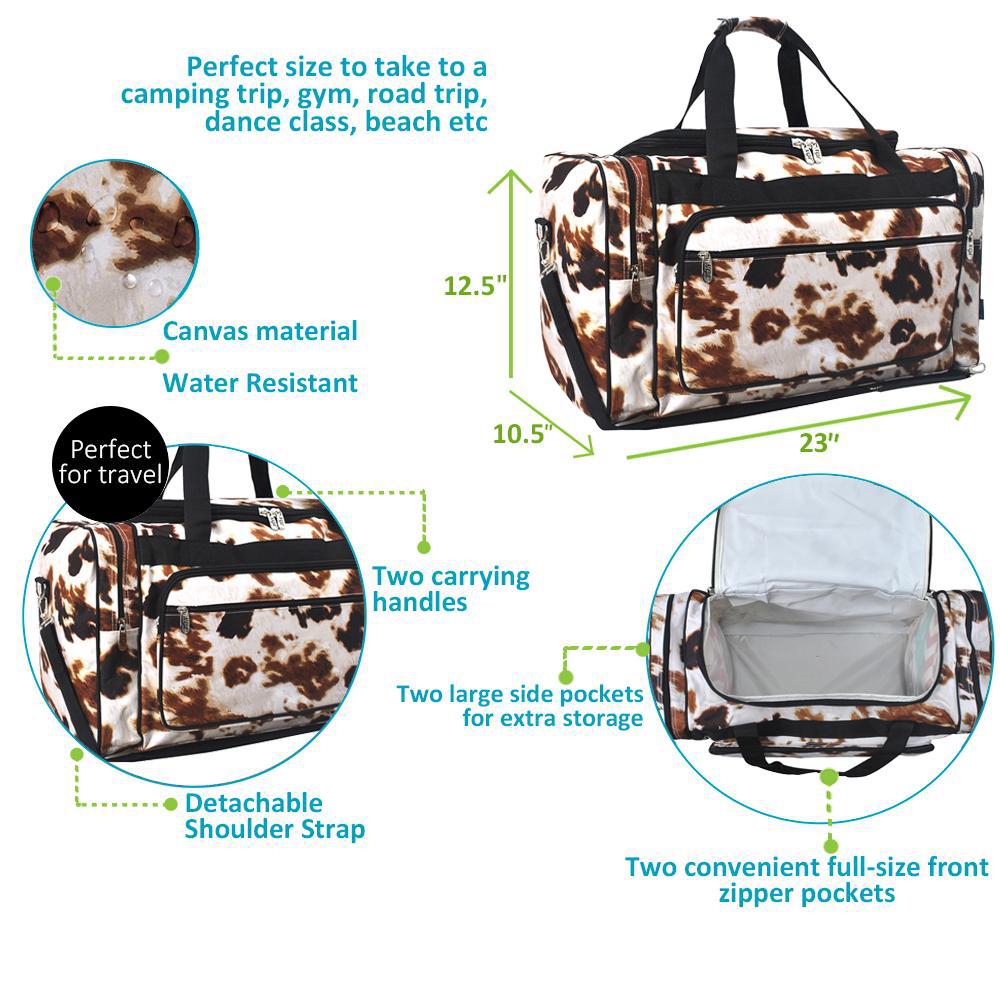 cow print duffle bag