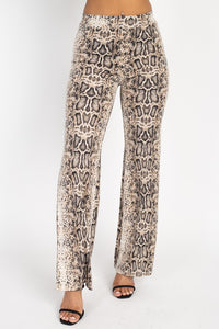 snakeskin flare pants