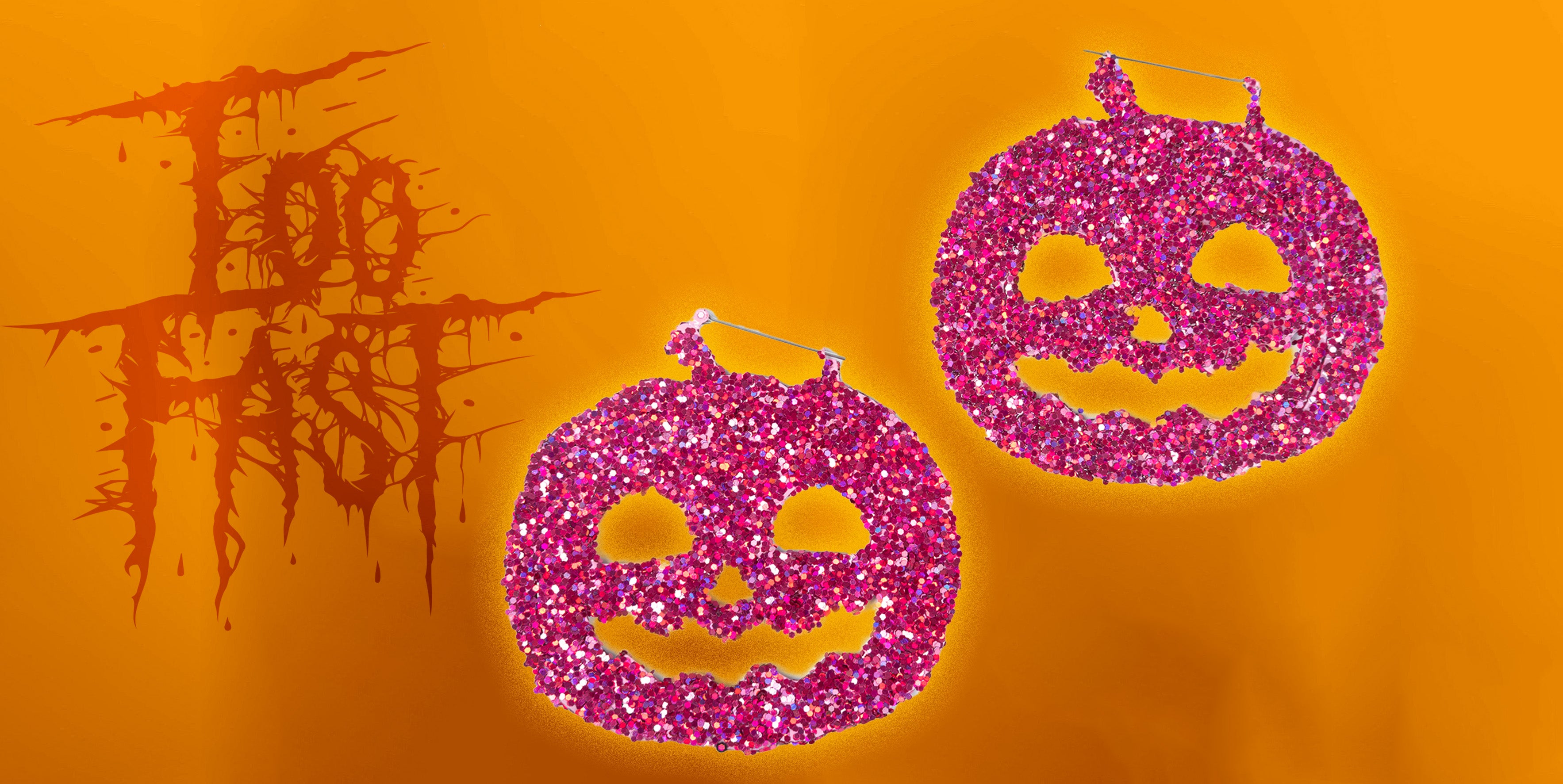 Pink Glittery Pumpkin Earrings from Too Fast