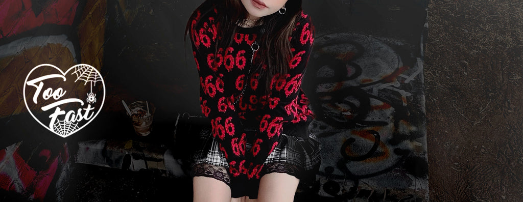 Our 666 Christmas Knit Christmas Sweater is a bold alt twist on the traditional holiday wardrobe staple