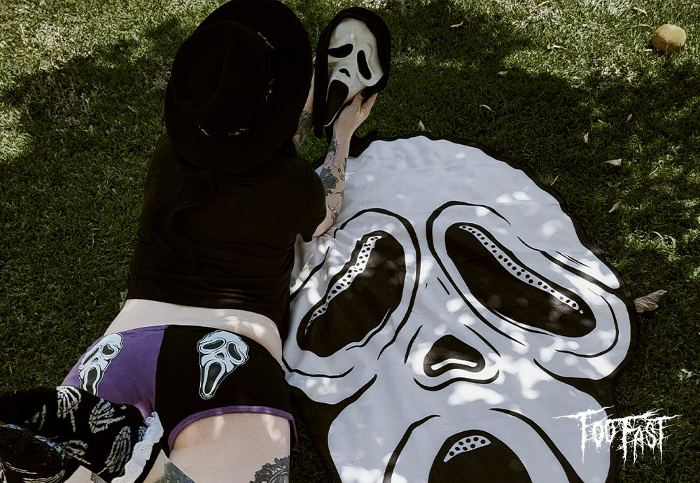 Lounge around with your darkest Goth decor beach towel