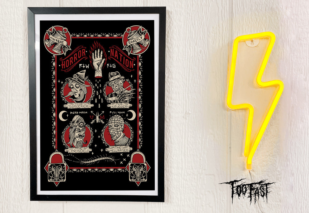 Goth decor art poster print of classic horror villains