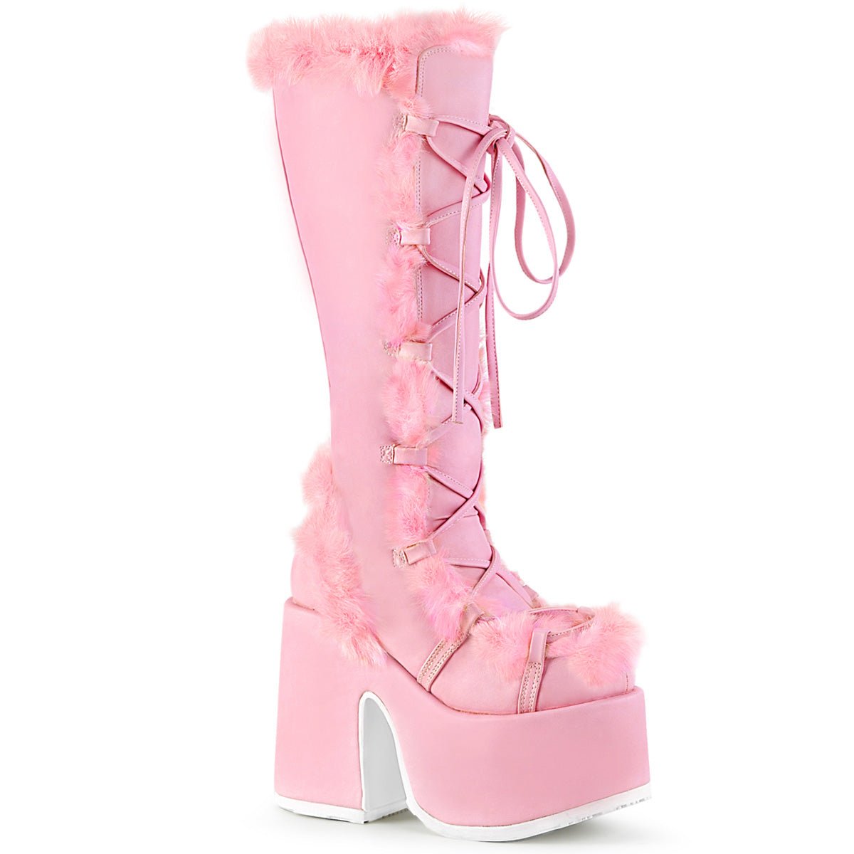 Demonia CAMEL-311 | Pastel Pink Vegan Leather Knee High Boots | Too Fast | Reviews on Judge.me