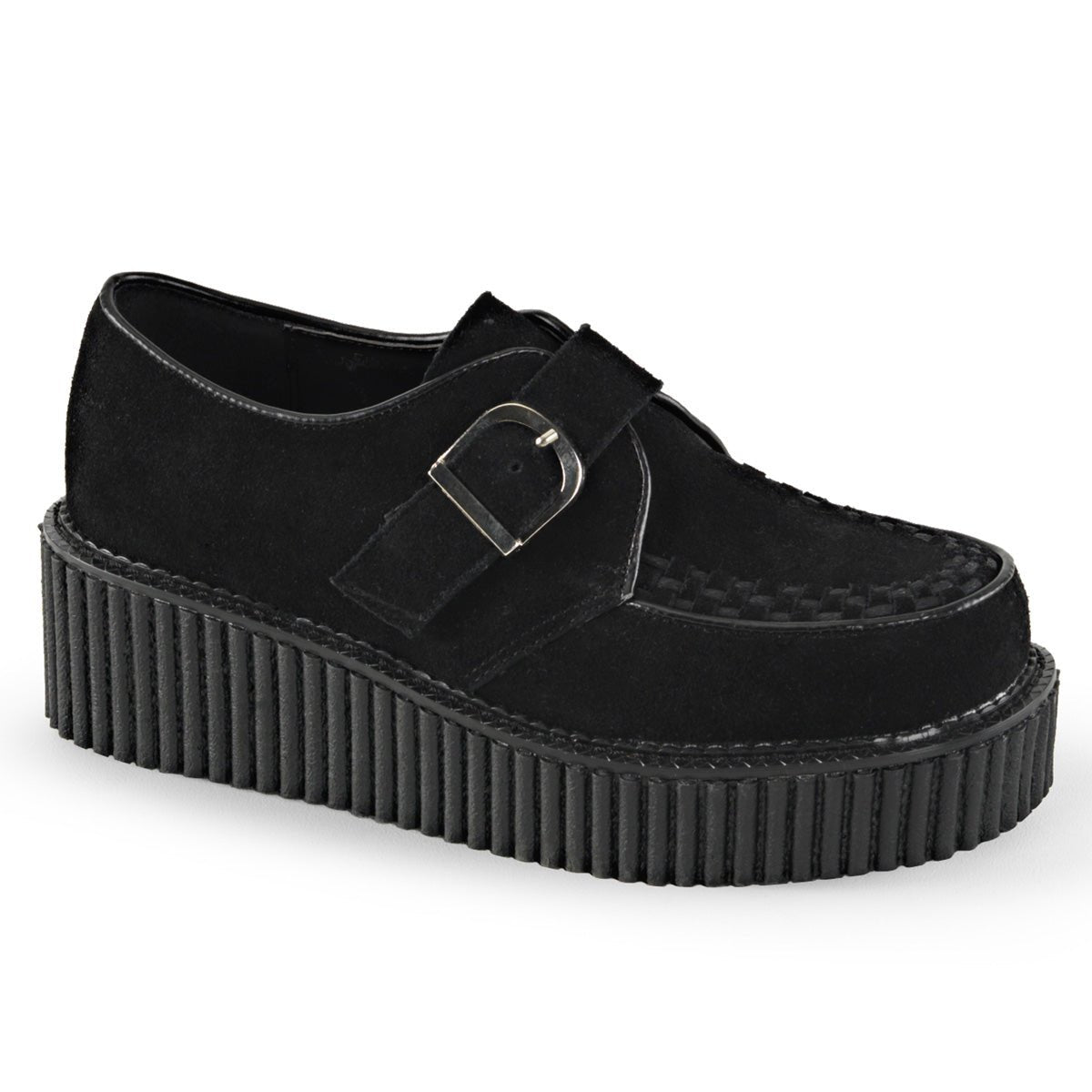 DEMONIA Creeper-206 Creepers - Black Vegan Suede-Vegan Leather