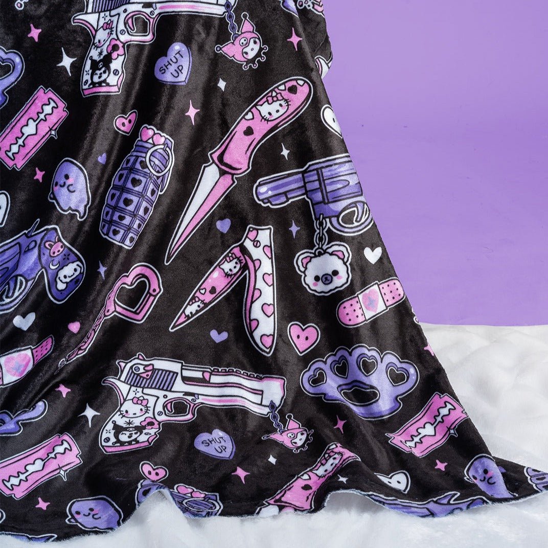 Pastel Goth Guns And Knives Velvet Plush Blanket – Too Fast