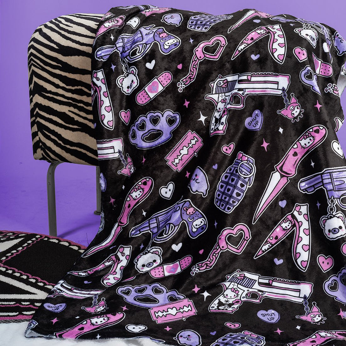 Pastel Goth Guns And Knives Velvet Plush Blanket – Too Fast