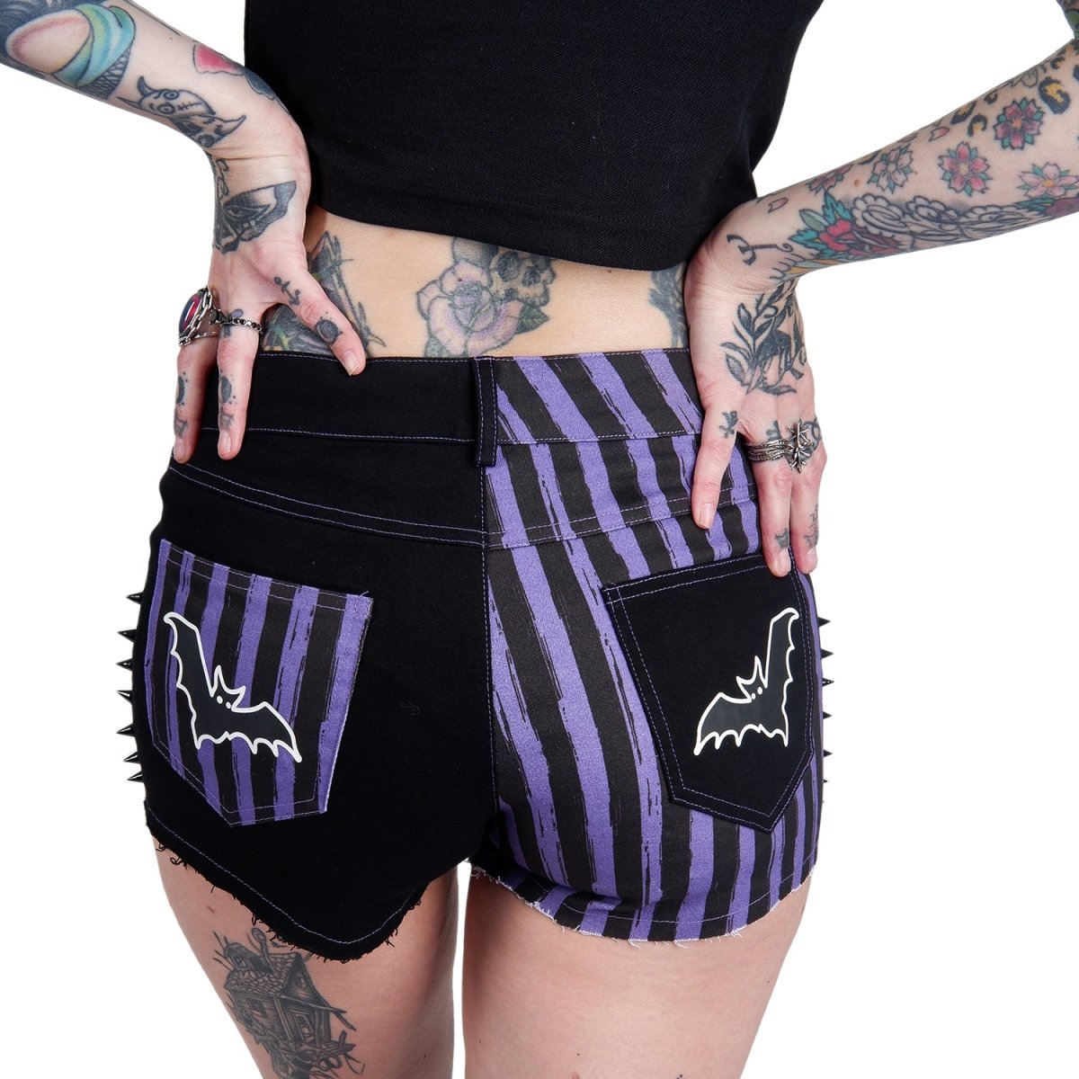 Too Fast Witch Bitch White Trim Black Dolphin Shorts