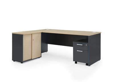 Office Cupboard | Milan Maple + Grey - Uno Furniture | NZ