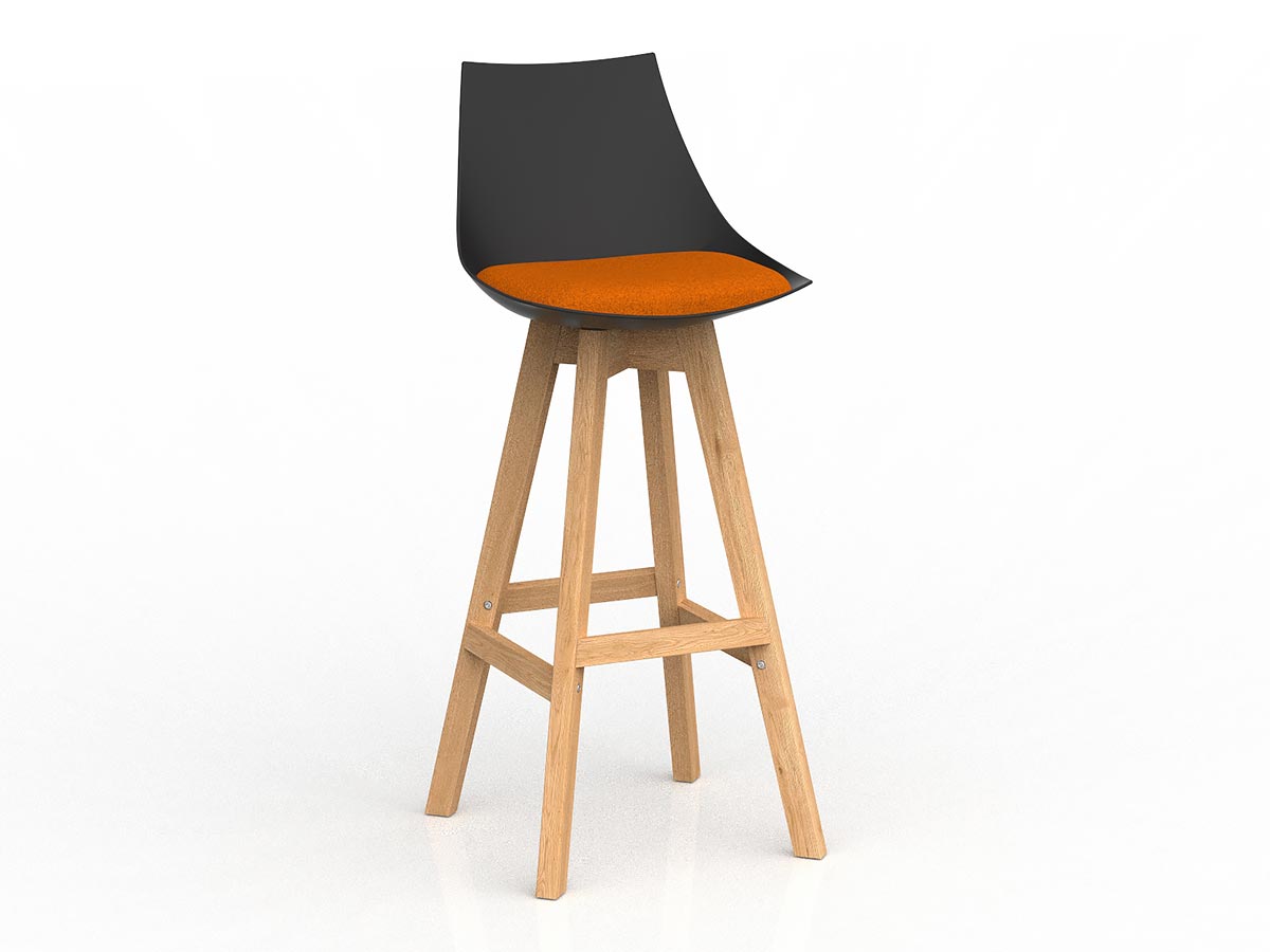 luna black barstool with oak base