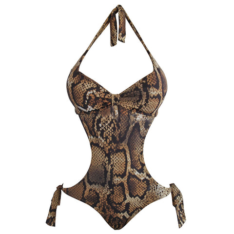 snake skin snakeskin monokini cheeky padded top animal print monokini swimsuit