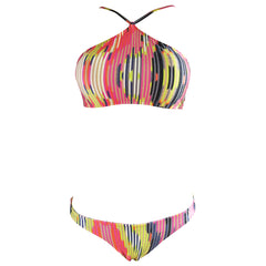 neon striped stripes crop top bikini brazilian thong 