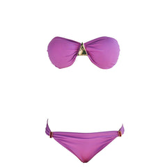 magenta bright neon pink jewel tone two piece bandeau swimming suit brazilian bikini