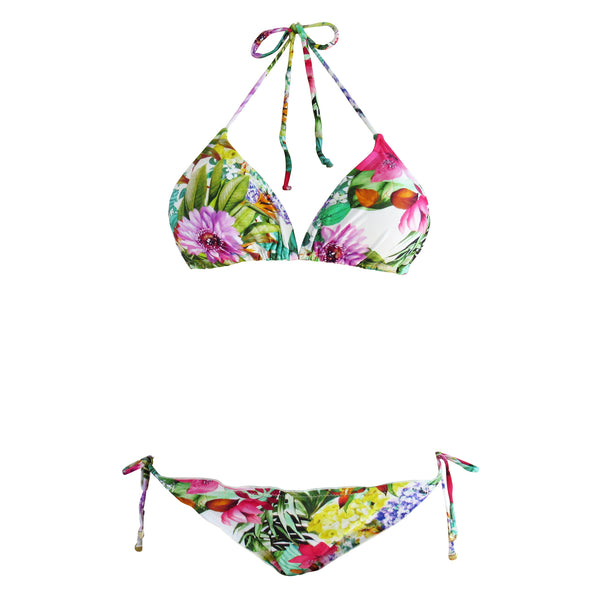 White Floral Triangle Bikini - Zuzu Swim - Agua Doce