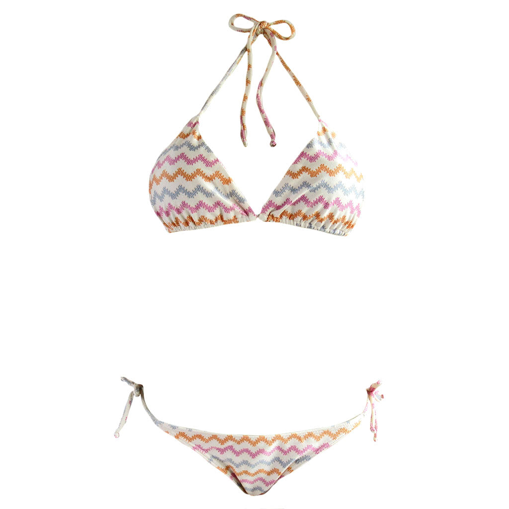 Zig Zag Stripe Triangle Bikini - Zuzu Swim - Alga Marinha