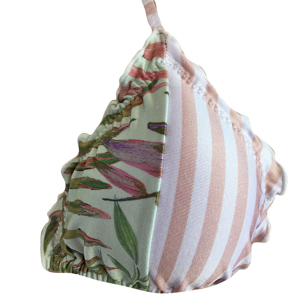Tropical Leaf and Pink Stripe Bikini - Zuzu Swim - Hype