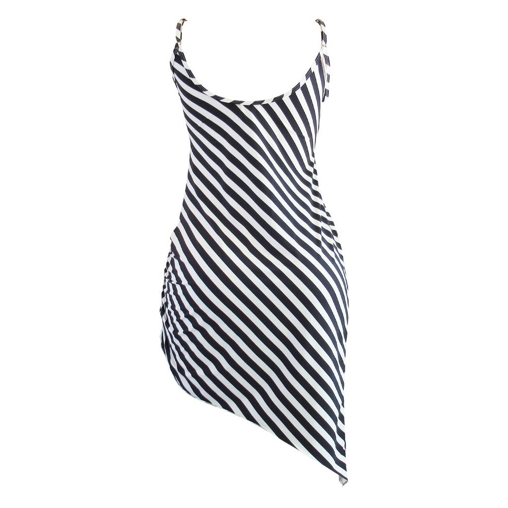 Liquido Black and White Stripe Cover Up