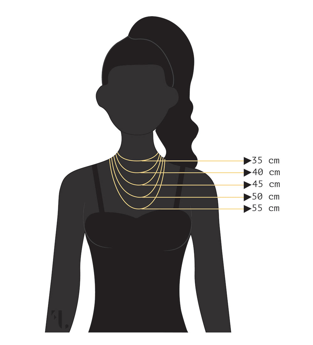 Find the right necklace size for you with this women's chart from Five Jwlry