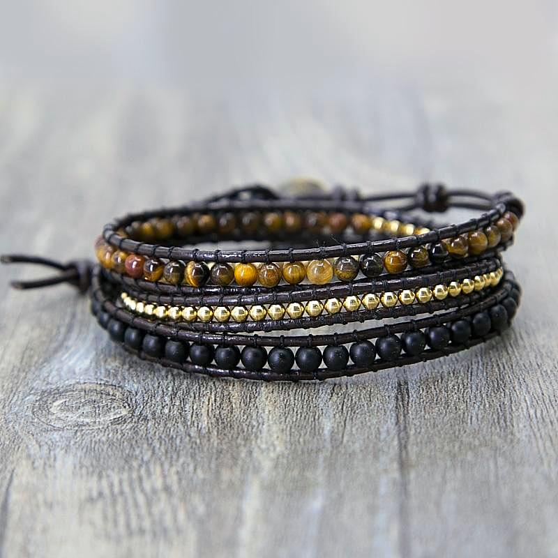 Tiger's Eye Triple Layer Bracelet - Earth Healing Stones