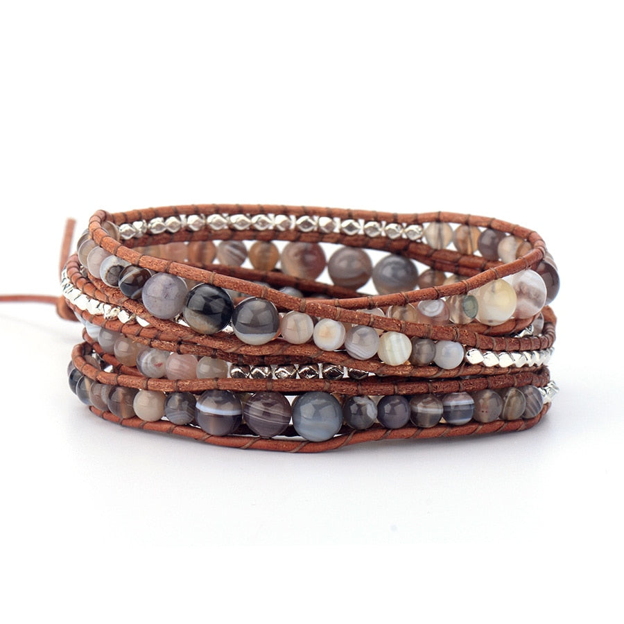 Elegant Botswana Agate Wrap Bracelet - Earth Healing Stones