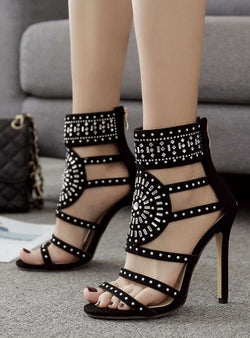 black diamond studded heels