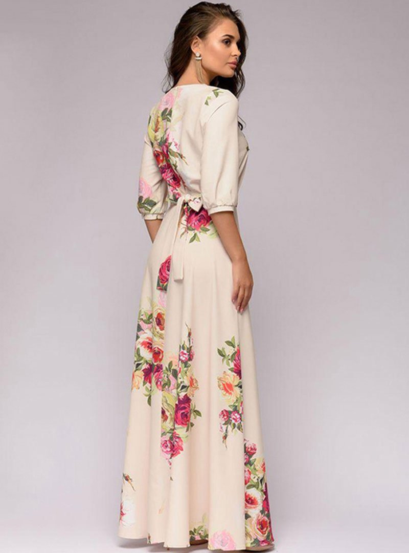 half sleeve sleeve maxi dress