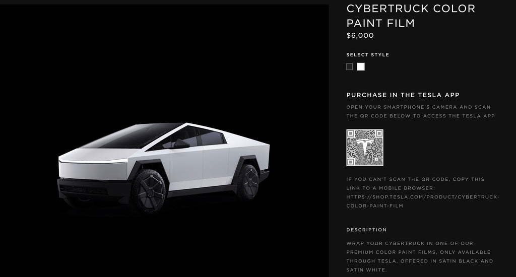 Tesla Cybertruck color paint film white