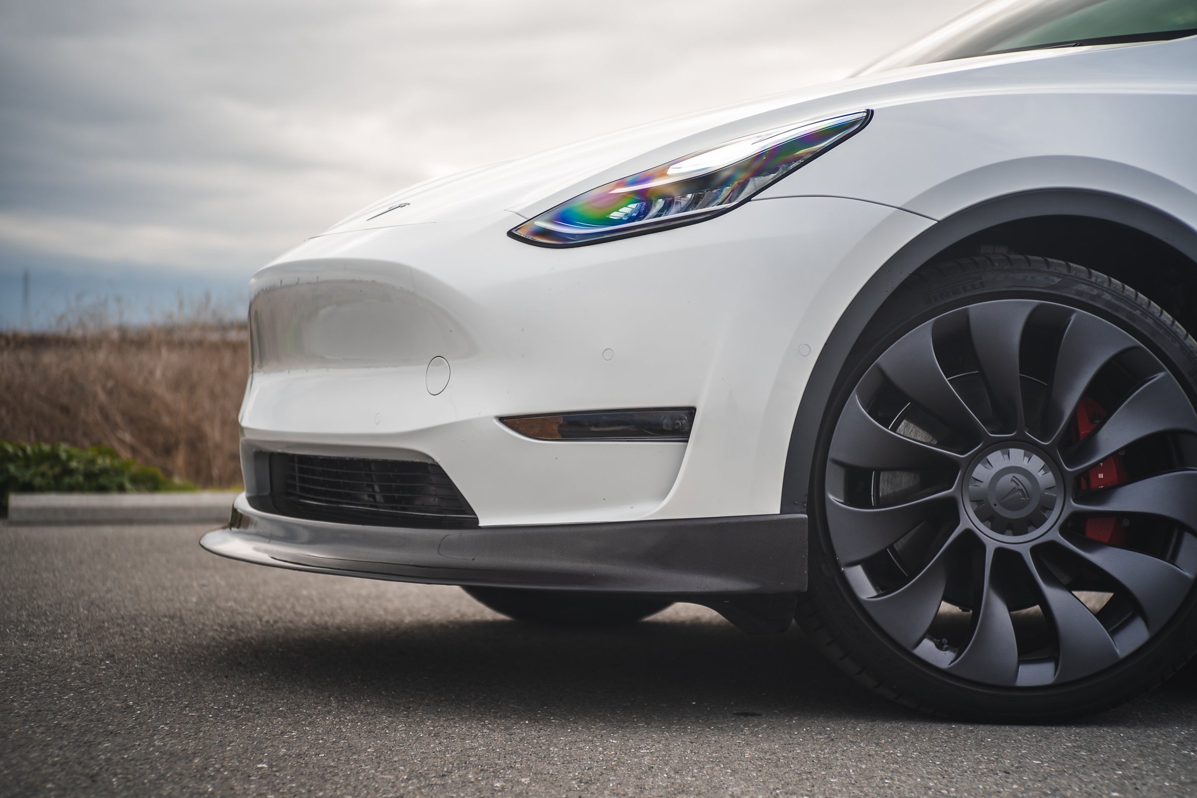 Tesla Model Y Carbon Fiber Front Spoiler TESLARATI Marketplace