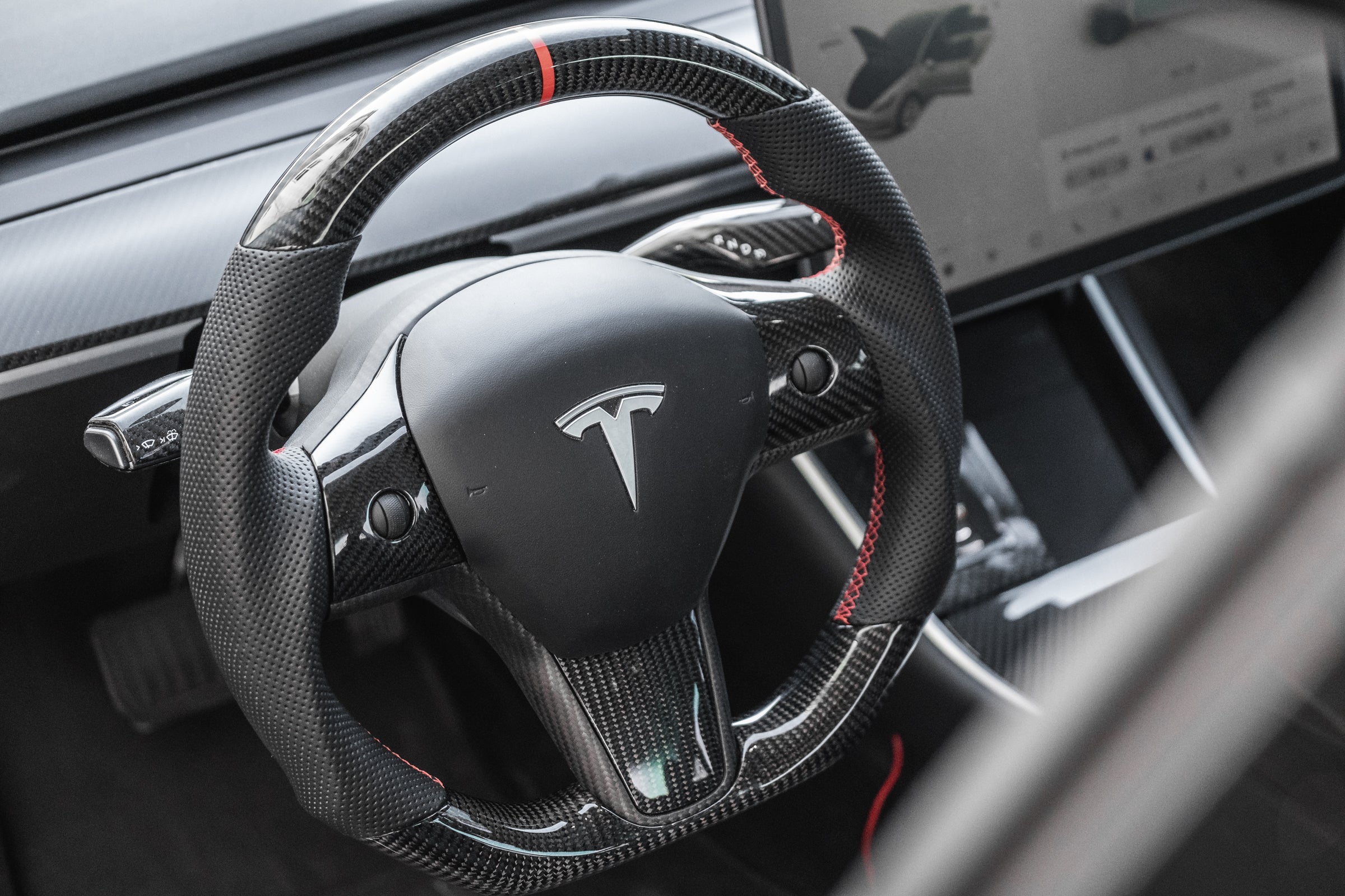 Tesla Model 3 & Y Genuine Carbon Fiber Steering Wheel TESLARATI