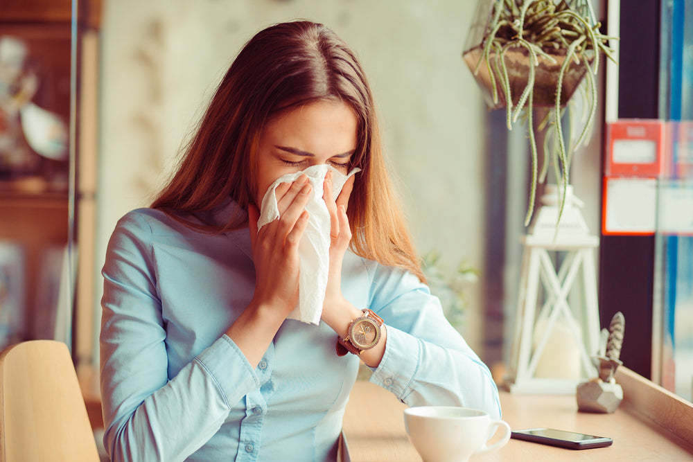 Young woman with allergies