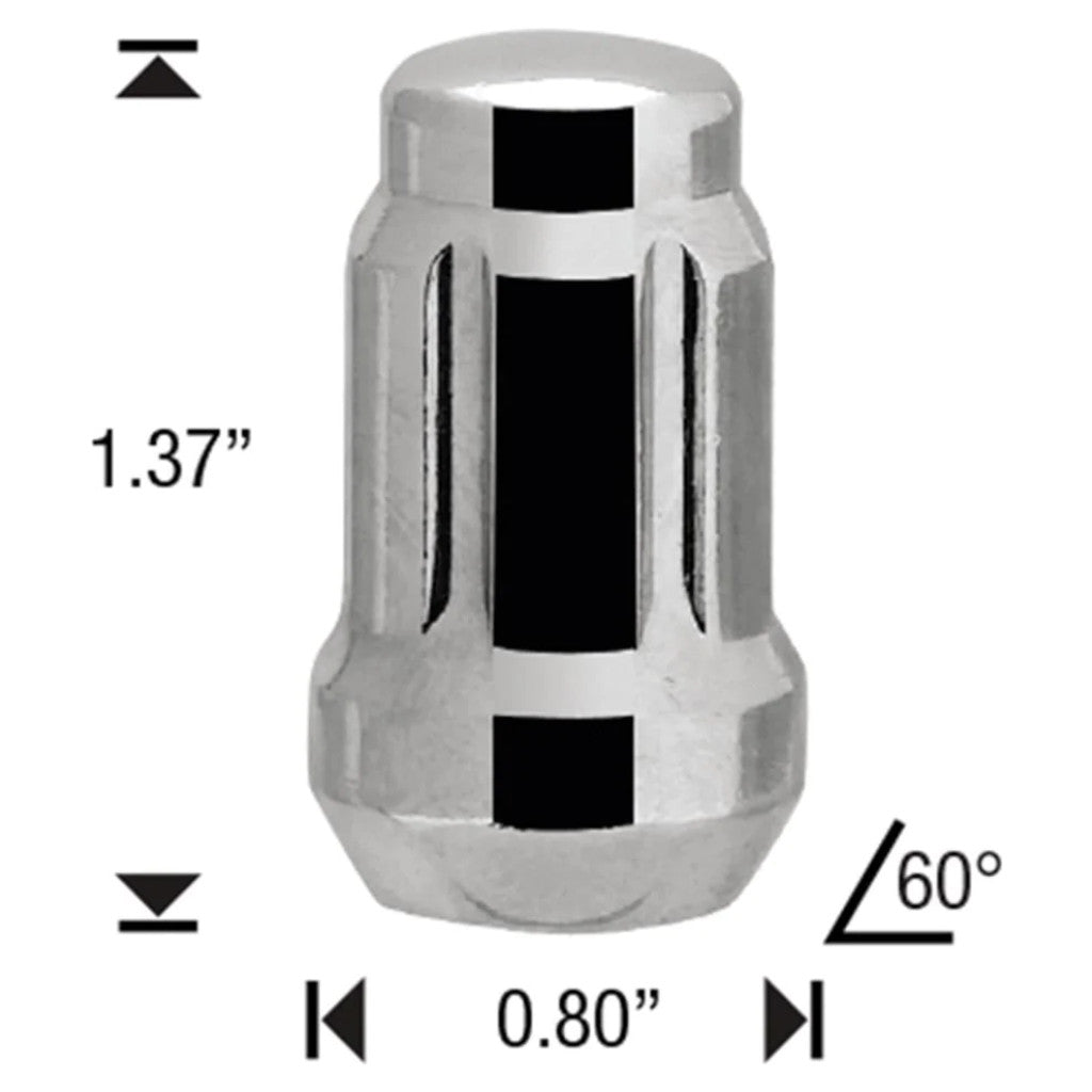 White Knight 3804 Chrome Spline Acorn Lug Nut - Thread Size 1/2″ x 